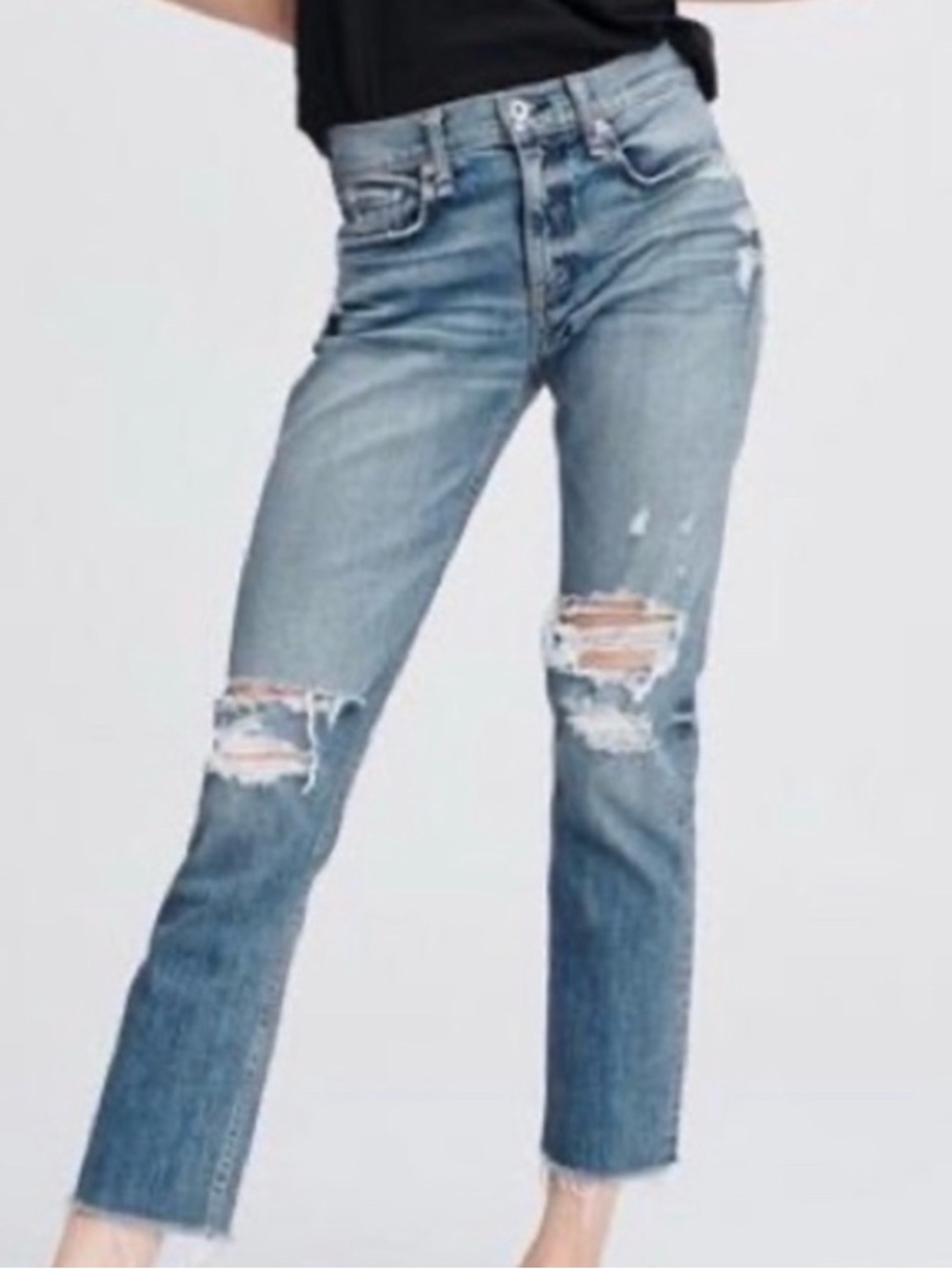 Rag & Bone Distressed Dre Low Rise Ankle Slim Boyfriend Jeans 27